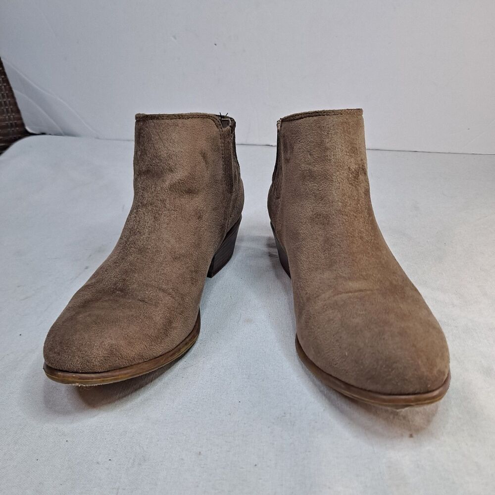 Charlotte Russe Ankle Booties Womens 8 Brown Fabric Faux Suede Pleated Accent